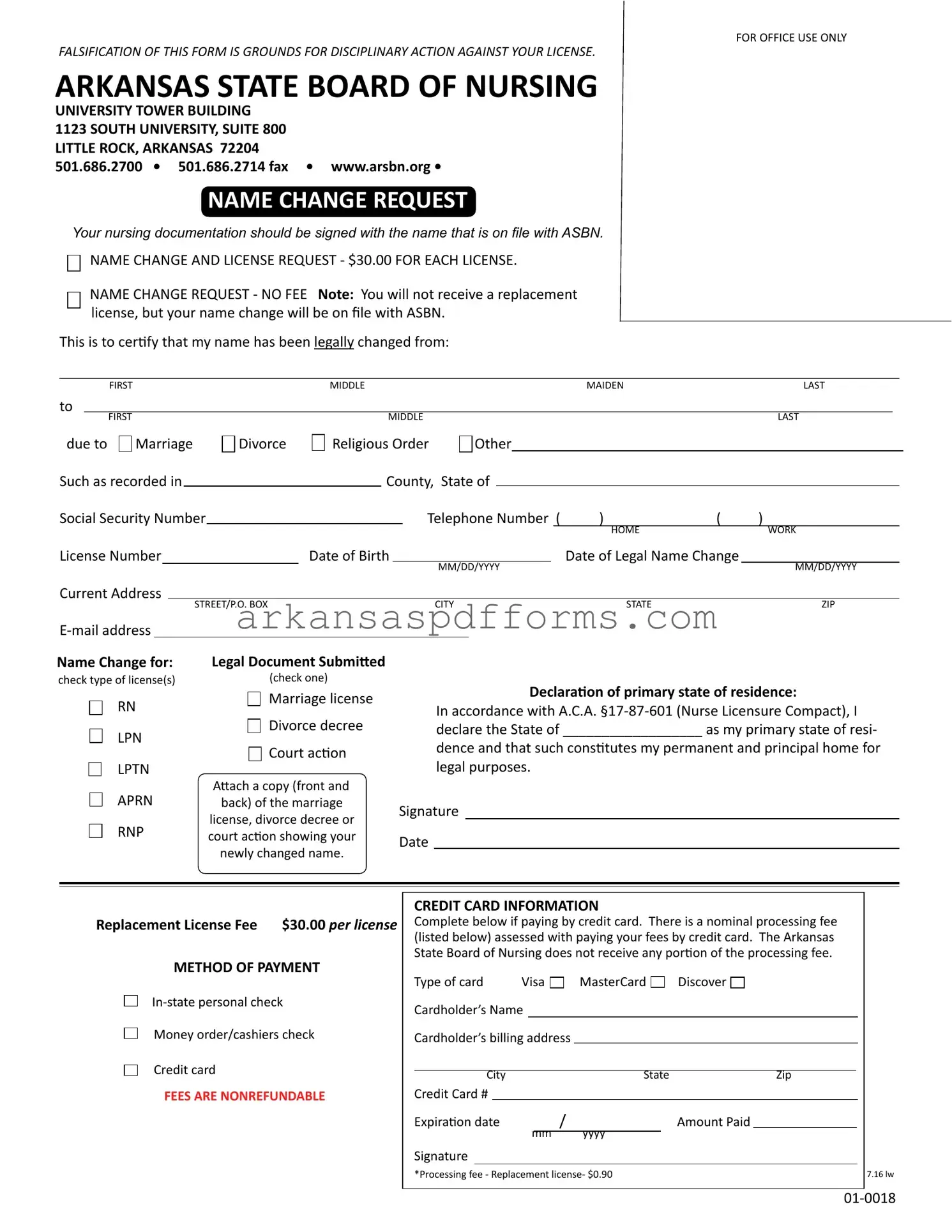 Official Arkansas Name Change Request Template in PDF