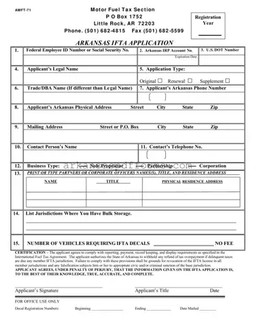 Official Amft 71 Arkansas Template in PDF