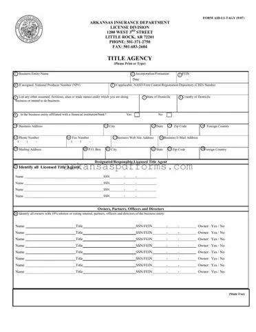 Official Arkansas Aid Li Tagy Template in PDF