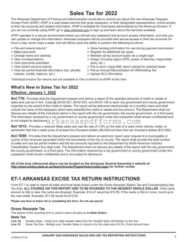 Official Arkansas Et 1 Template in PDF